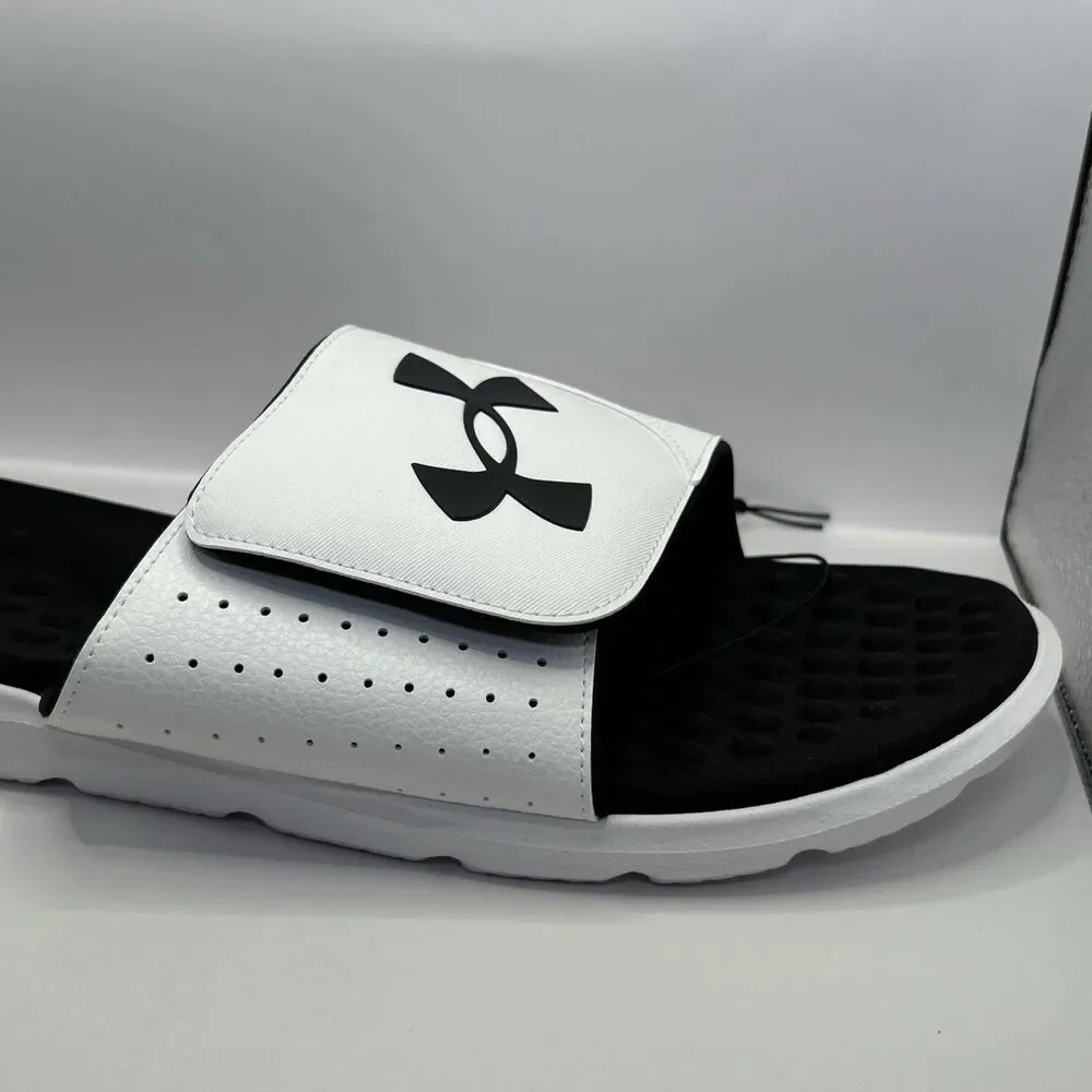 Under Armour Ignite Pro Slide Sandals Black White Men’s 17 UA Comfort NWT